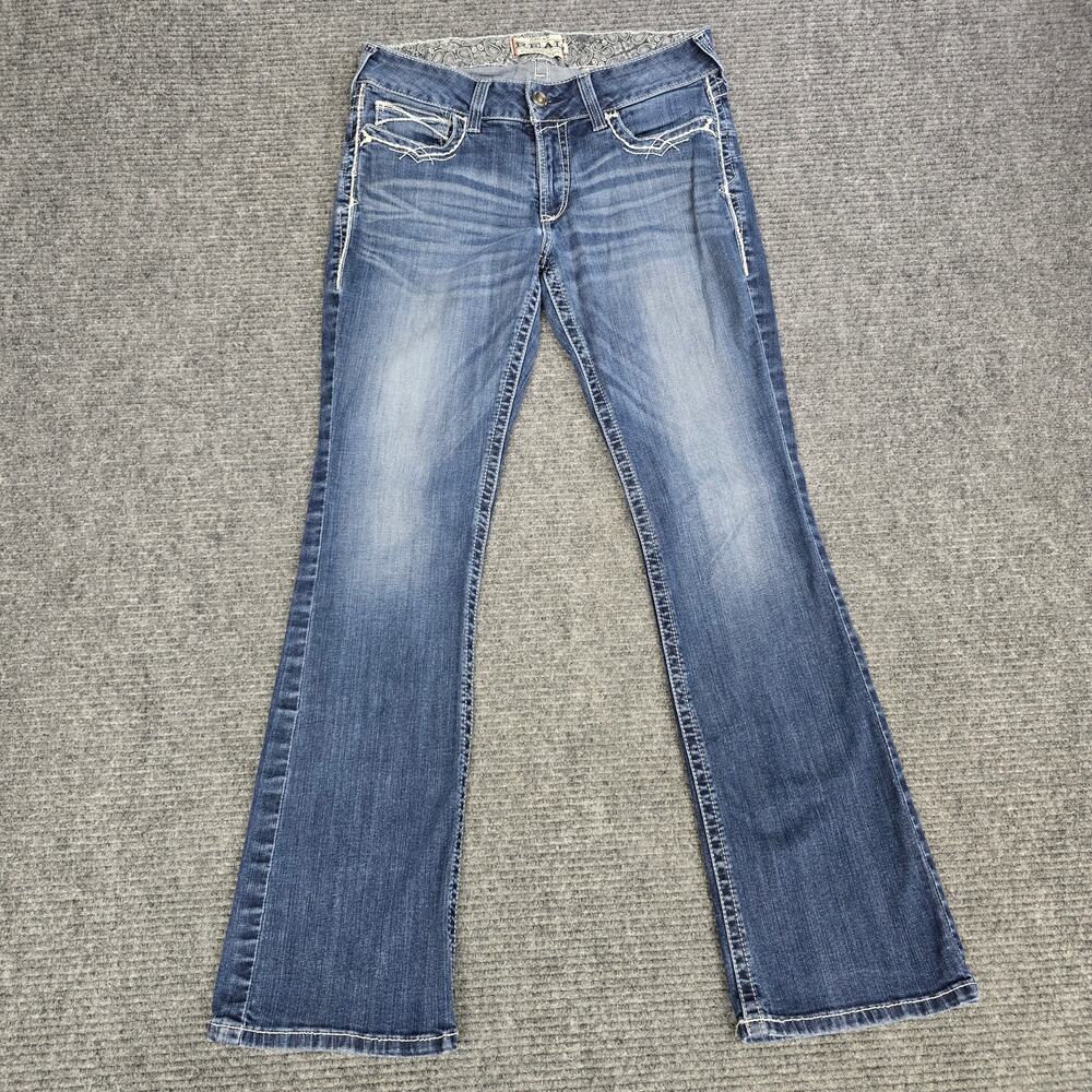 Ariat REAL Jeans Womens 31R 31x32 Marine Blue Mid Rise Bootcut Western Denim